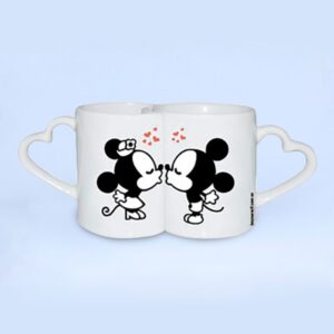 duo 2-tazas deluxe blancas asas forma de corazon