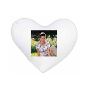 Cojín blanco satén deluxe corazon 22 x 18 cm