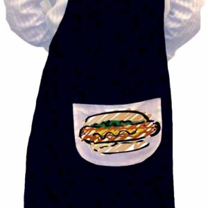 Delantal deluxe negro con bolsillo blanco