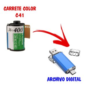 Revelado de carrete color c-41 a archivo digital