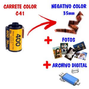 Revelado de carrete color c-41 + fotos + archivo
