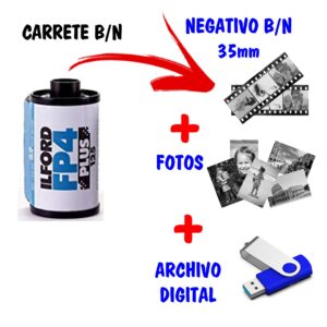 Revelado de carrete b/n + fotos + archivo