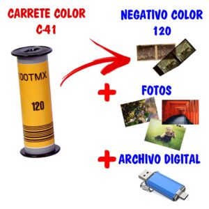 Revelado de carrete 120 color + fotos + archivo